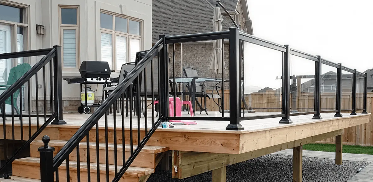 Handrail installation on a deck staircase for safety and code compliance in Norfolk, VA